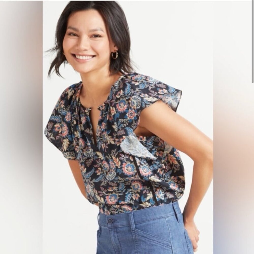 Roan + Ryan Fiona Paisley Ruffle Blouse Top